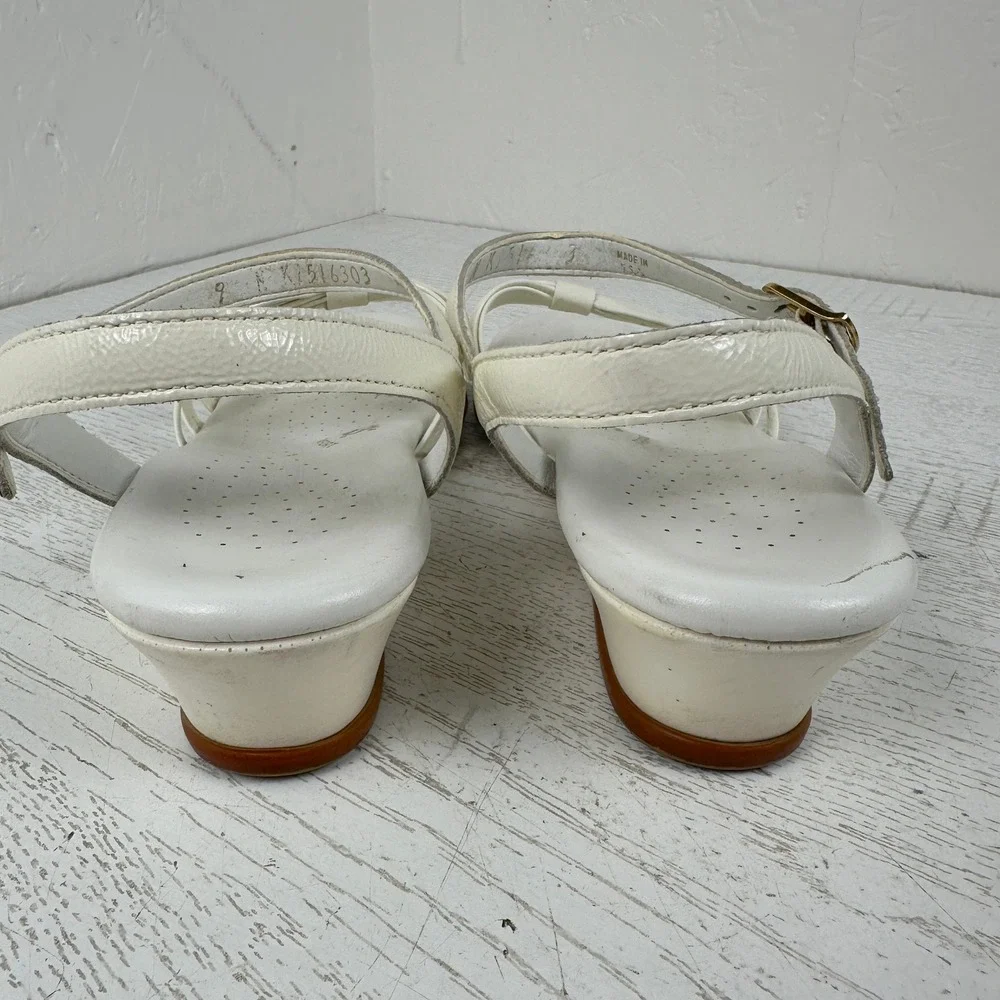 SAS Strippy Tripad Comfort Women's 9 N Cream White Leather Wedge Sandals Strappy